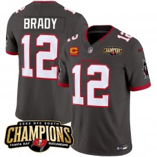 Tom Brady 12 Tampa Bay Buccaneers 2023 NFC South Champions Patch Game Men Jersey - Pewter