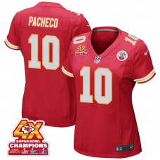 Isiah Pacheco 10 Kansas City Chiefs Super Bowl LVIII Champions 4X Game Women Jersey - Red