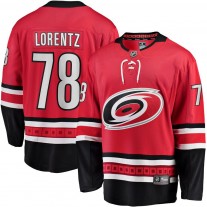 Men's Carolina Hurricanes 78 Steven Lorentz Fanatics Branded Red Home Breakaway Player Jersey