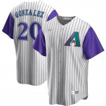 Men's Arizona Diamondbacks 20 Luis Gonzalez Cream-Purple Alternate Cooperstown Collection Player Jersey