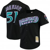 Men's Arizona Diamondbacks Randy Johnson Mitchell & Ness Black Fashion Cooperstown Collection Mesh Batting Practice Jersey