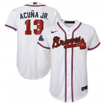 Youth Atlanta Braves Ronald Acuna Jr. White 2022 Gold Program Replica Player Jersey