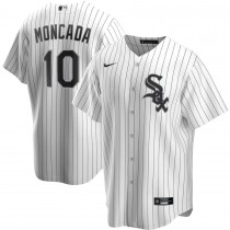 Men's Chicago White Sox 10 Yoan Moncada White Home Replica Player Name Jersey