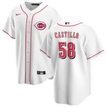 Men's Cincinnati Reds 58 Luis Castillo White Home Replica Jersey