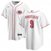 Men's Cincinnati Reds 9 Mike Moustakas White Home Replica Jersey