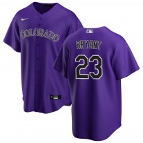 Men's Colorado Rockies 23 Kris Bryant Purple Alternate Replica Jersey