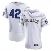 Men's Colorado Rockies 42 Jackie Robinson White Authentic Player Jersey