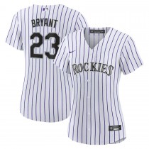 Women's Colorado Rockies 23 Kris Bryant White Purple Replica Player Jersey