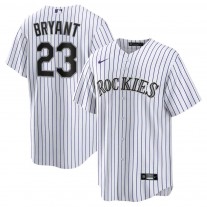 Men's Colorado Rockies 23 Kris Bryant White Purple Replica Player Jersey