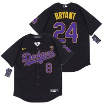 Men's Los Angeles Dodgers 8-24 Kobe Bryant Memorial Black Baseball Jersey