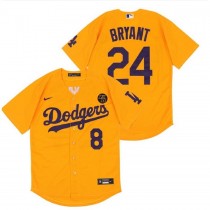 Men's Los Angeles Dodgers 8-24 Kobe Bryant Memorial Gold Baseball Jersey