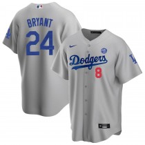 Men's Los Angeles Dodgers 8-24 Kobe Bryant Memorial Gray Baseball Jersey