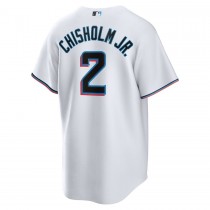 Men's Miami Marlins Jazz Chisholm Jr. White Home Replica Player Jersey