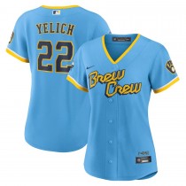 Women's Milwaukee Brewers Christian Yelich Powder Blue 2022 City Connect Replica Player Jersey