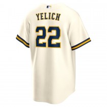 Men's Milwaukee Brewers 22 Christian Yelich Cream Alternate Replica Player Jersey