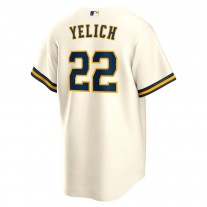 Men's Milwaukee Brewers 22 Christian Yelich Cream Alternate Replica Player Jersey