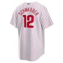 Men's Philadelphia Phillies 12 Kyle Schwarber White Replica Player Jersey