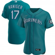 Men's Seattle Mariners 17 Mitch Haniger Aqua Alternate Authentic Player Jersey